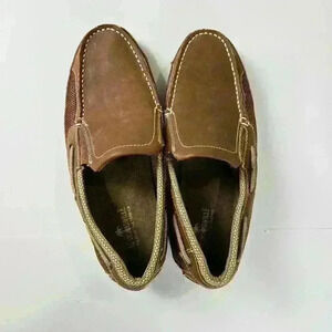 Margaritaville Mens 10.5 Harbor Slip On Boat Shoes Loafers Brown Leather